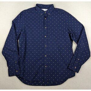 OLD NAVY - EVERYDAY SHIRT - REGULAR FIT - MEN'S BLUE PRINT LONG SLEEVE SHIRT - L